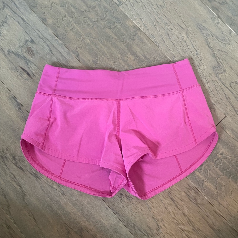 Lululemon Sonic Pink Low Rise Speed Up Shorts size 2